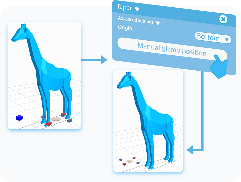 Manually customize Gizmo position of the Taper tool